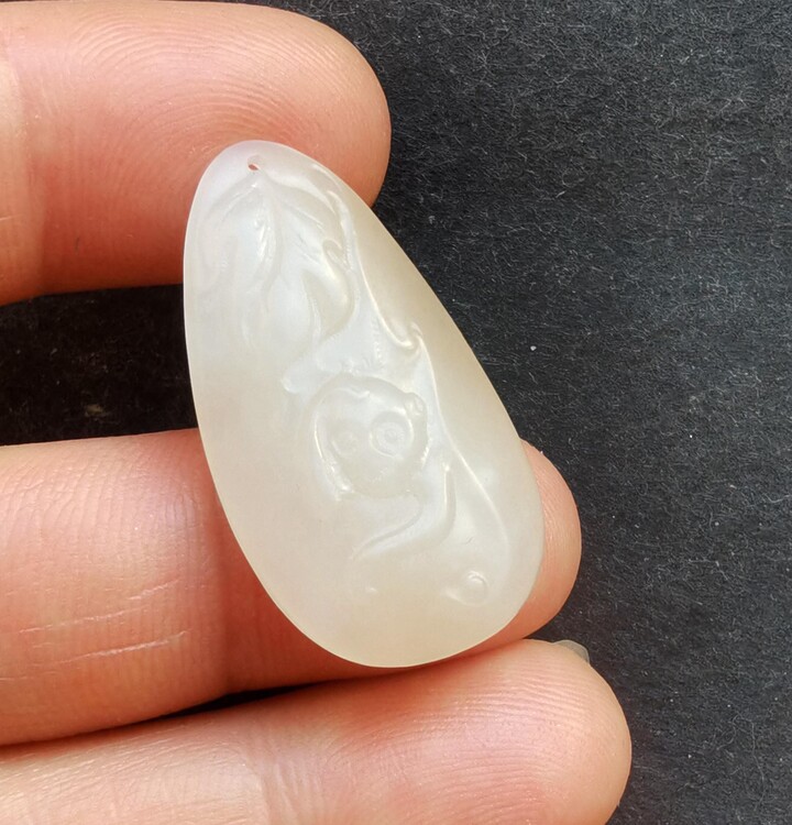 Etsy Monkey Chinese Zodiac Leaf Carving Natural Jade Stone Pendant, Good Lucky Amulet For Making Handmade Necklace Jewelry
