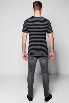 Thumbnail for your product : boohoo Navy Stripe Muscle Fit T Shirt