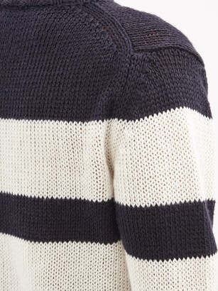 Officine Generale Marco Striped Linen-blend Sweater - Navy Multi
