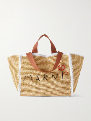 【送関込】MARNI☆medium sillo tote bag Marni Sillo Medium Webbing-trimmed Embroidered Raffia Tote