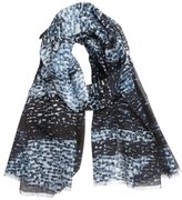 Thumbnail for your product : Giorgio Armani navy and white smudge printed silk blend scarf
