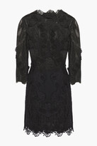 Thumbnail for your product : Dolce & Gabbana Open-back Floral-appliqued Chiffon-paneled Lace Mini Dress