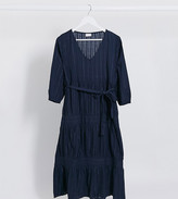 Thumbnail for your product : Mama Licious Mamalicious tiered midi smock dress in navy