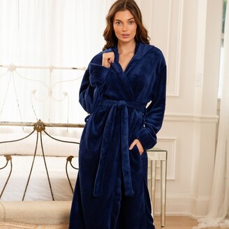 Pavilia Women Plush Fleece Robe, Soft Textured Bathrobe, Lady Cozy Spa Long  Robes, Fuzzy Satin Waffle Trim (sea Blue, Small-medium) : Target