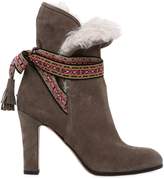 Etro 95mm Suede & Shearling Ankle Boo 