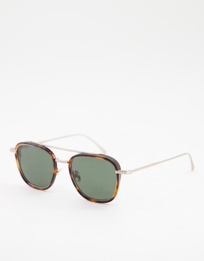 Lacoste double brow sunglasses in tort ShopStyle