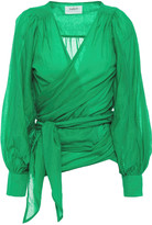 Thumbnail for your product : BA&SH Gathered Cotton And Silk-blend Gauze Wrap Top