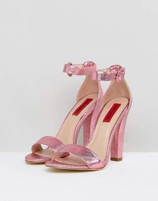 London Rebel Metallic Heeled Sandals With Ankle Strap