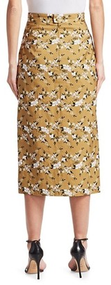 Erdem Gainor Floral Embroidered Button Front Pencil Skirt