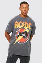 Thumbnail for your product : boohoo Oversized Acid Wash Acdc T-shirt