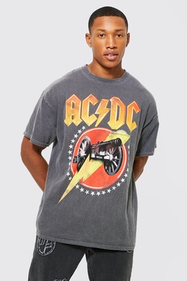 boohoo Oversized Acid Wash Acdc T-shirt
