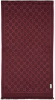 Thumbnail for your product : Gucci Pink and Red Wool Jacquard GG Scarf