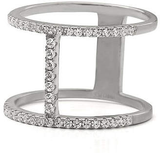Fine Jewelry Cubic Zirconia Double Bar Sterling Silver Ring Family