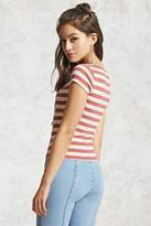 Thumbnail for your product : Forever 21 Marled-Stripe Lace-Up Top