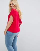 Thumbnail for your product : ASOS Curve T-Shirt With Dramatic Assymetric Woven Ruffle
