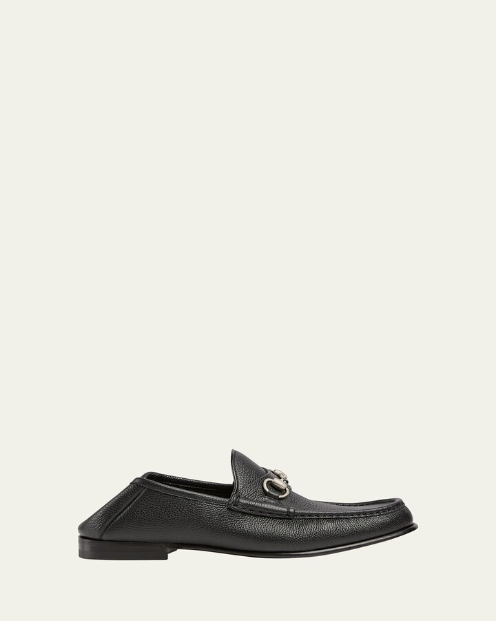 Gucci Men's Horsebit 1953 Grained Leather Bit Loafers