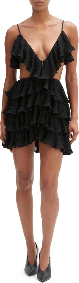 Bardot Ilara Ruffle Pleated Cutout Minidress