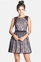 Thumbnail for your product : Aidan Mattox Aidan by Illusion Back Lace Fit & Flare Dress