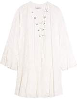 Iro Lace-Up Burnout Chiffon Mini Dress