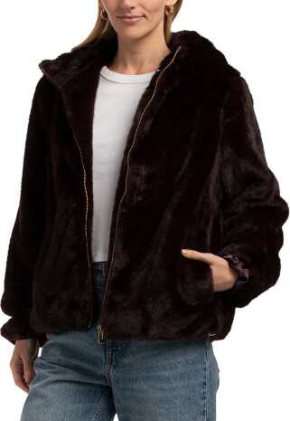TJMAXX Faux Fur Hooded Jacket, Polyester