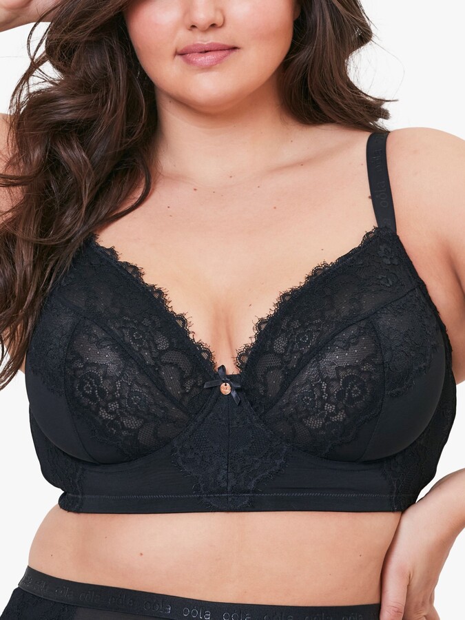 Oola Lingerie Lace and Logo Longline Underwired Bra - ShopStyle