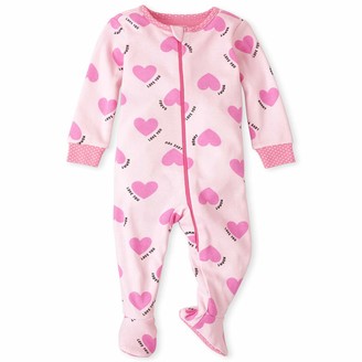 Glamour Girlz Super Soft Cute Cotton Velour Baby Girls Sleeper All in One Pink Heart