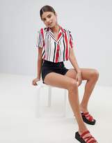 Thumbnail for your product : PrettyLittleThing Striped Button Down Crop Shirt