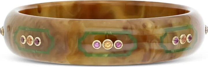 Mark Davis 18K yellow gold bakelite and rhodolite bracelet