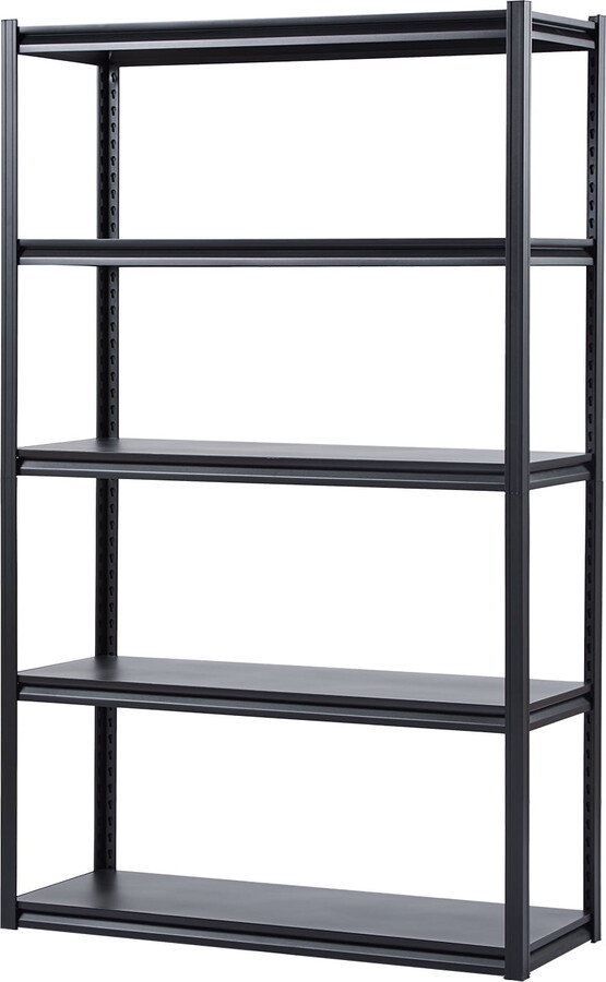 KFFKFF Storage Racks, 3000 lbs Capacity, 5-Level Garage Storage Stand, 18" Depth x 48" Width x 78" Height Adjustable Steel Shelves, Perfect for Garage, Kitchen, Warehouse, Basement Storage, Black