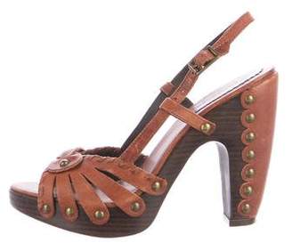 BCBGMAXAZRIA Leather Platform Sandals