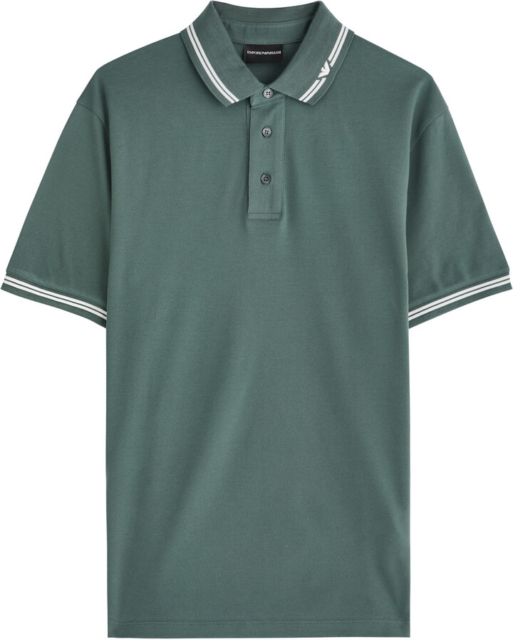 Emporio Armani Stripe-trimmed Cotton Polo Shirt