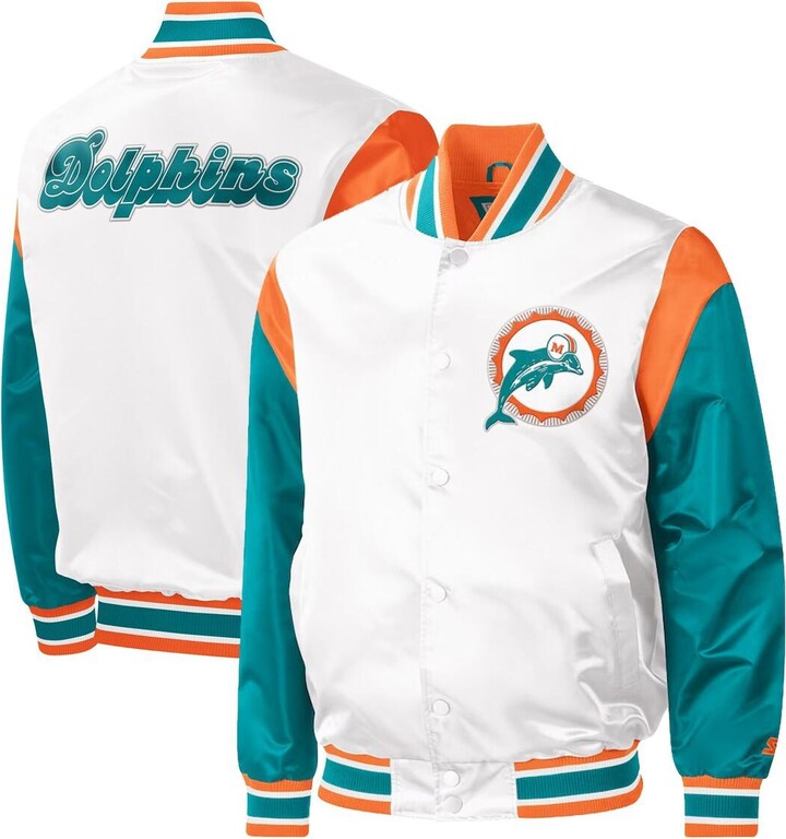 Men's Starter White Miami Dolphins Throwback Warm Up Pitch Satin Full