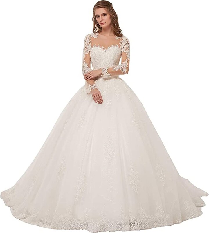 long sleeve lace a line dress