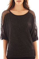 Thumbnail for your product : JCPenney Alyx Elbow-Sleeve Lace-Shoulder Top