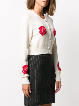 Barrie Roses Intarsia Cropped Cardigan