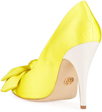Tory Burch Leather Bow Cone-Heel Pumps