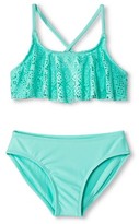 Thumbnail for your product : Xhilaration Girls' 2-Piece Crochet Flounce Top Bikini Set