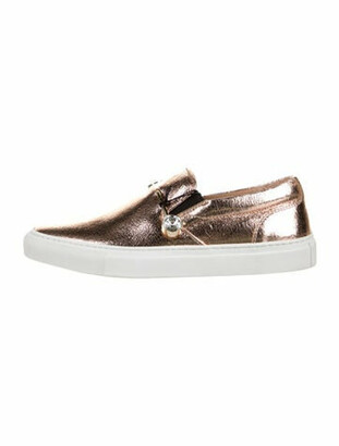 Coliac Patent Leather Printed Loafer Sneakers w/ Tags Metallic