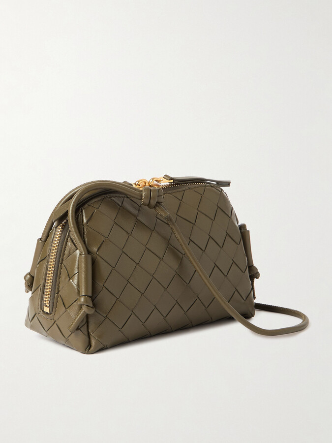 Bottega Veneta Concert Pouch Intrecciato Leather Shoulder Bag - Green