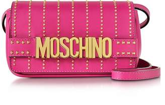 Moschino Fuchsia Leather Crossbody Bag w/Studs