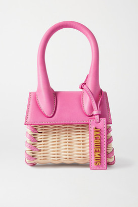 Jacquemus Le Chiquito Leather-trimmed Wicker Tote - Bright pink