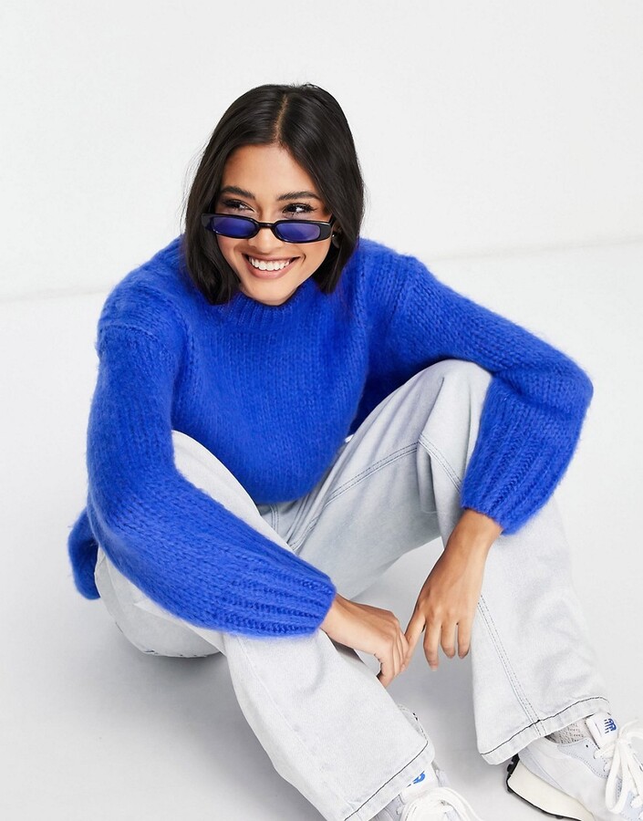 ASOS DESIGN chunky oversized sweater in cobalt - ShopStyle