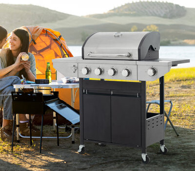 Stainless Steel Gas Grill with Side Burner