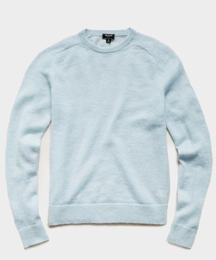 Todd Snyder Brushed Italian Mohair Wool Sweater in Light Blue - ShopStyle
