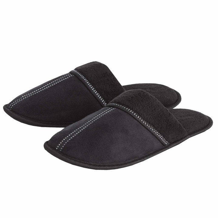 Metzuyan Mens Mule Memory Foam House Gents Slippers Slip On Indoor Faux