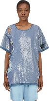 Thumbnail for your product : Ashish Blue Distressed Sequinned Denim T-Shirt
