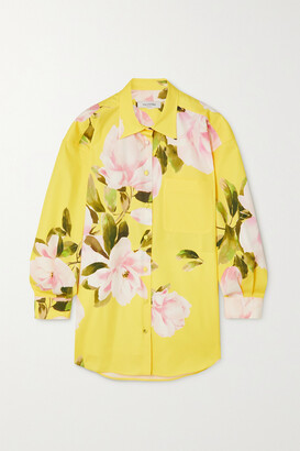 Valentino Floral-print Cotton And Silk-blend Jacket - Yellow