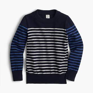 J.Crew Boys' cotton-cashmere crewneck sweater in stripe combo