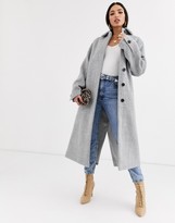 Thumbnail for your product : ASOS Tall DESIGN Tall collared button through coat in grey