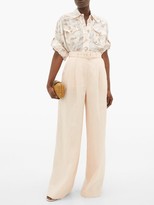 Thumbnail for your product : Zimmermann High-rise Linen Wide-leg Trousers - Light Pink